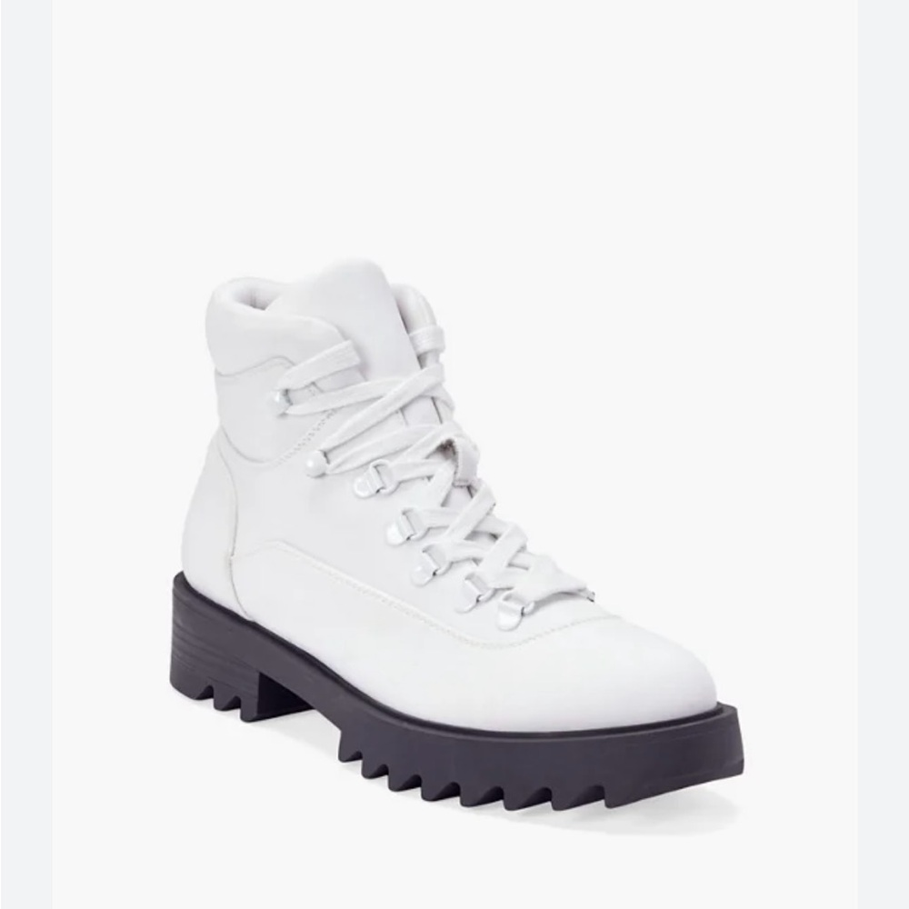 JustFab White Combat Boots